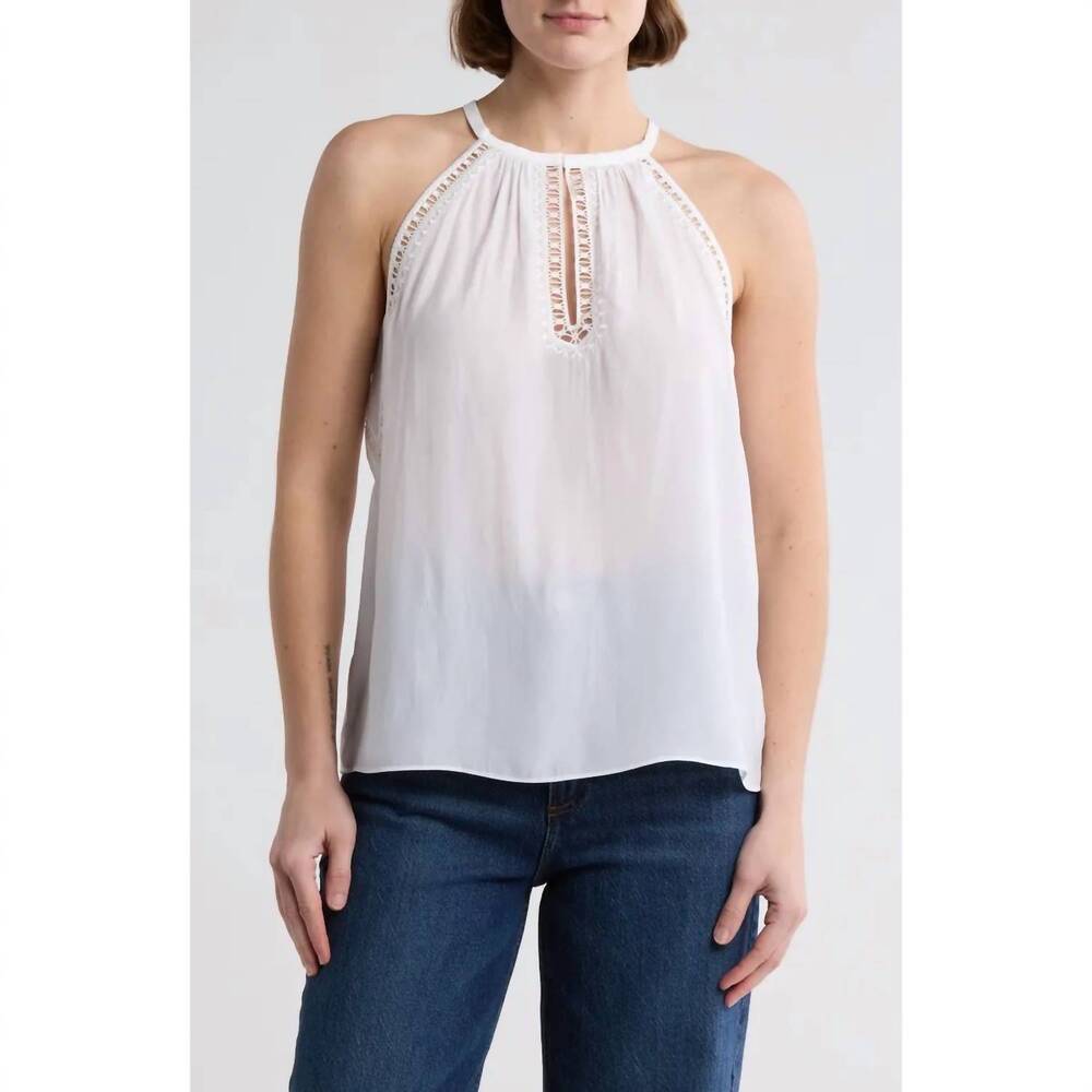 NEW RAMY BROOK cerise embellished top in white